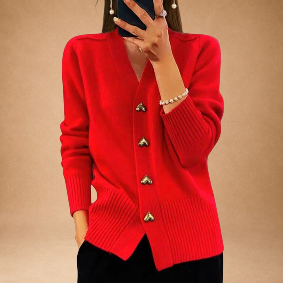 Marij – Damesweater med V-hals i vintagestil