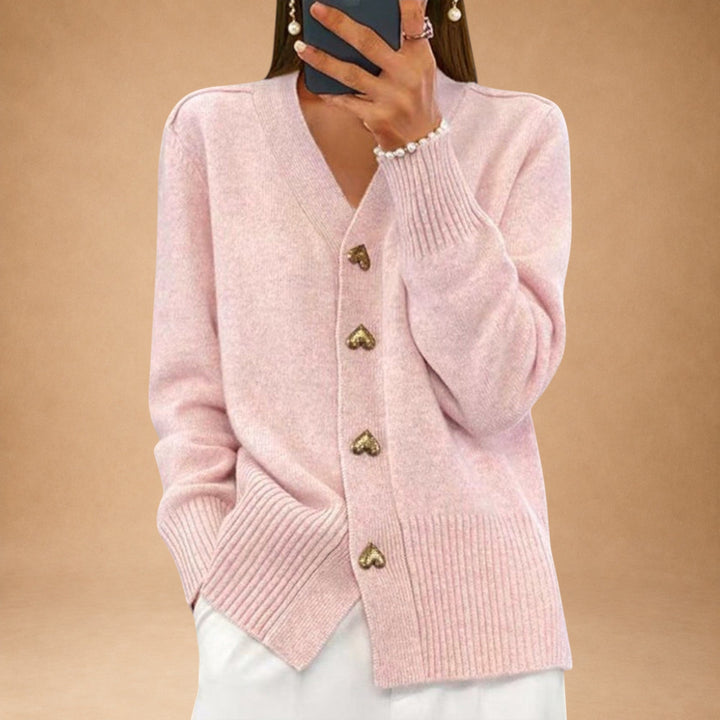 Marij – Damesweater med V-hals i vintagestil