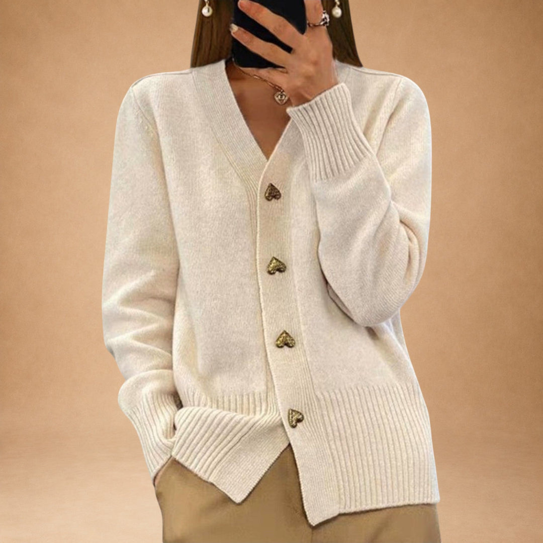 Marij – Damesweater med V-hals i vintagestil