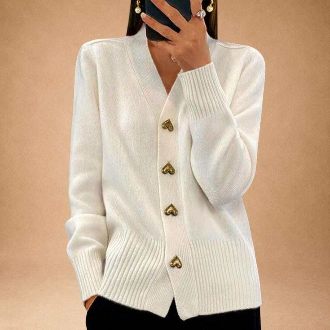 Marij – Damesweater med V-hals i vintagestil