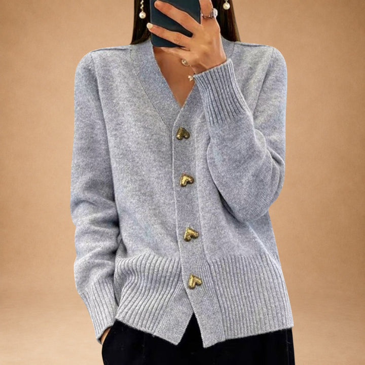 Marij – Damesweater med V-hals i vintagestil