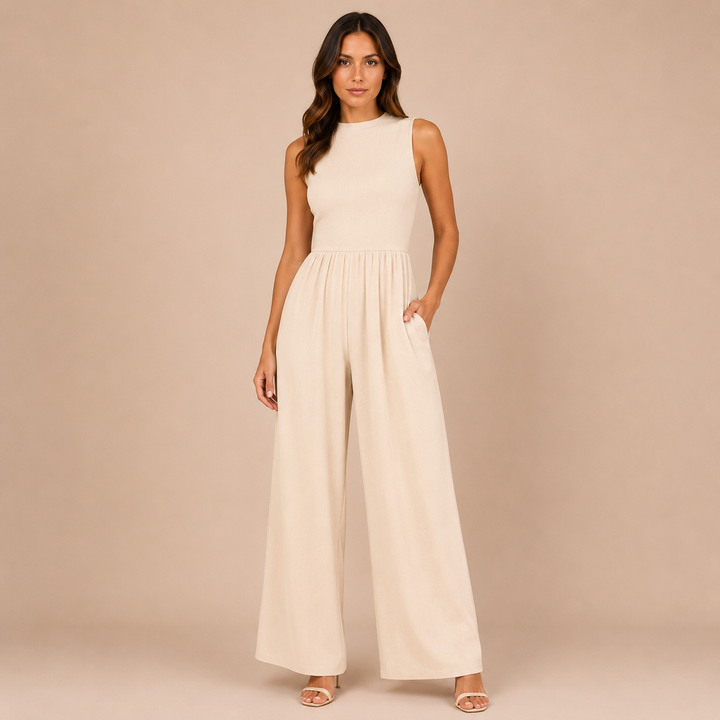 Adriana - Ærmeløs rullekrave-jumpsuit med lommer