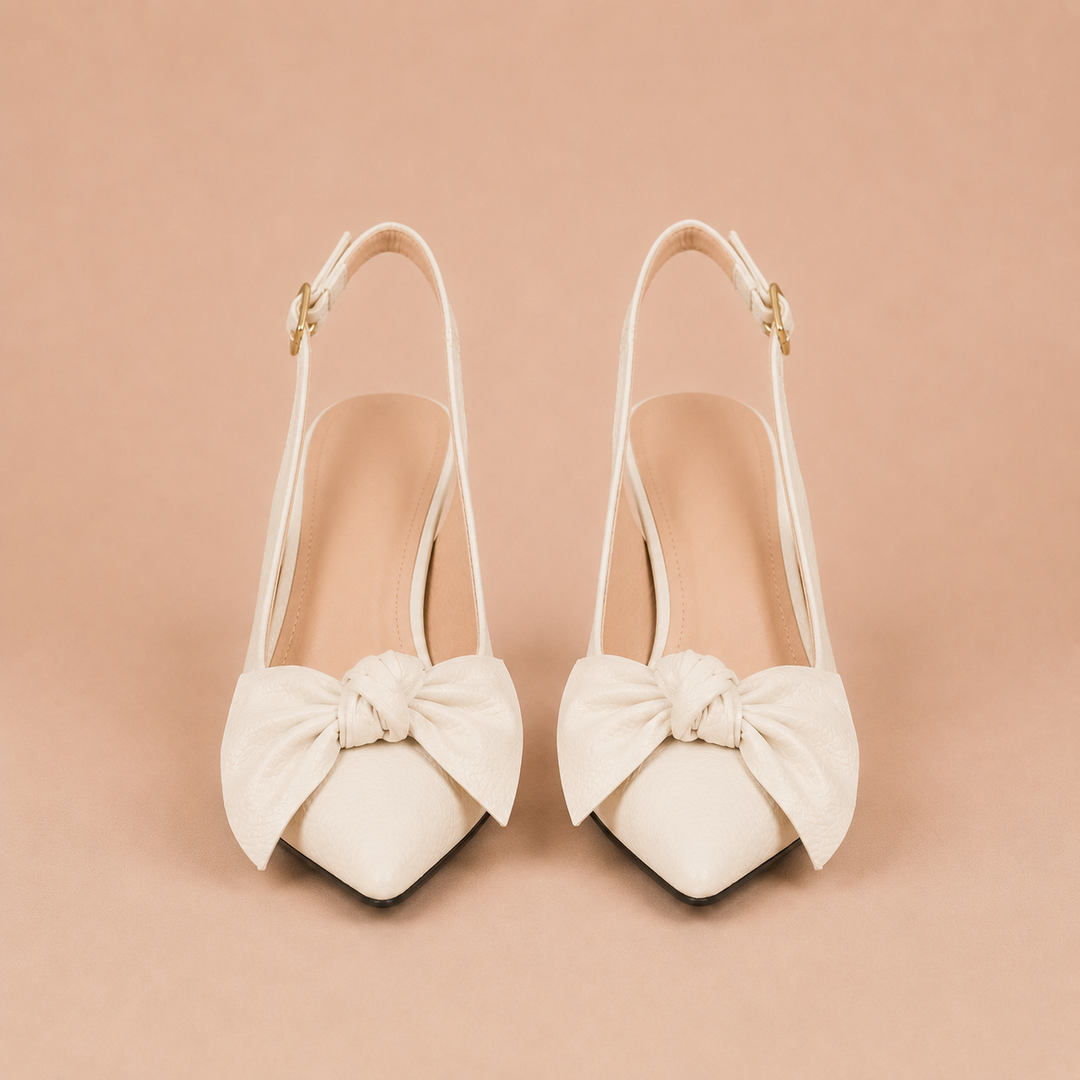 Κλαούντια – Slingback-sko med spids snude og sløjfe