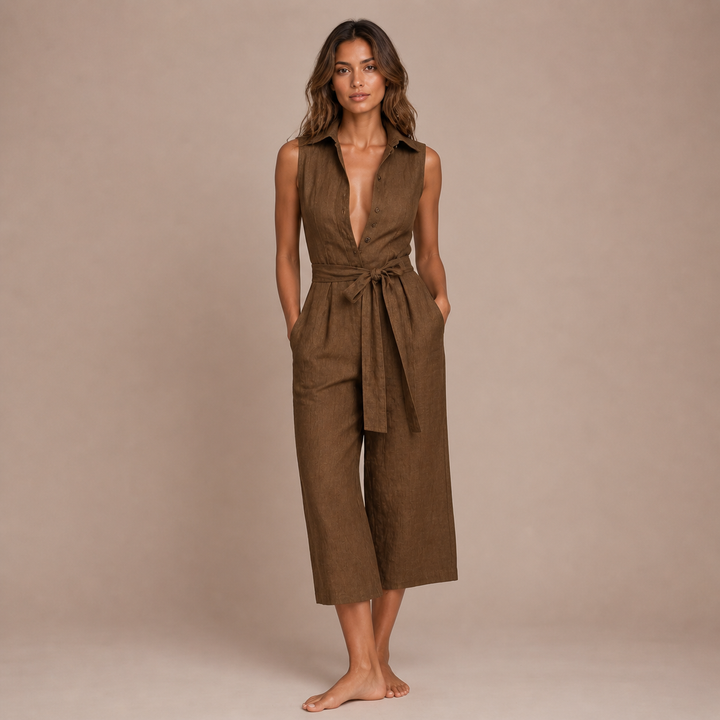 Mara - jumpsuit-skjorte i jordfarve