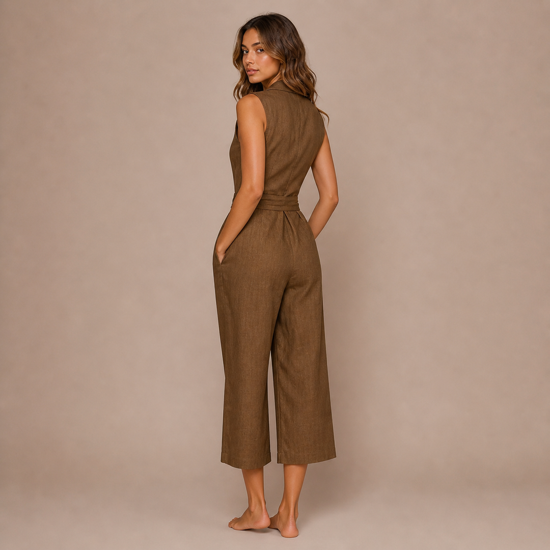 Mara - jumpsuit-skjorte i jordfarve