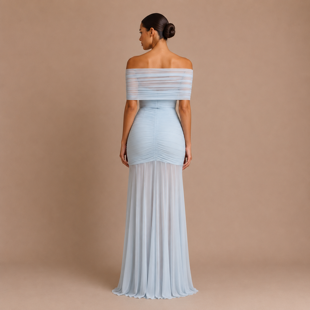 Adella - Vestido Escote Asimétrico con Abertura Drapada
