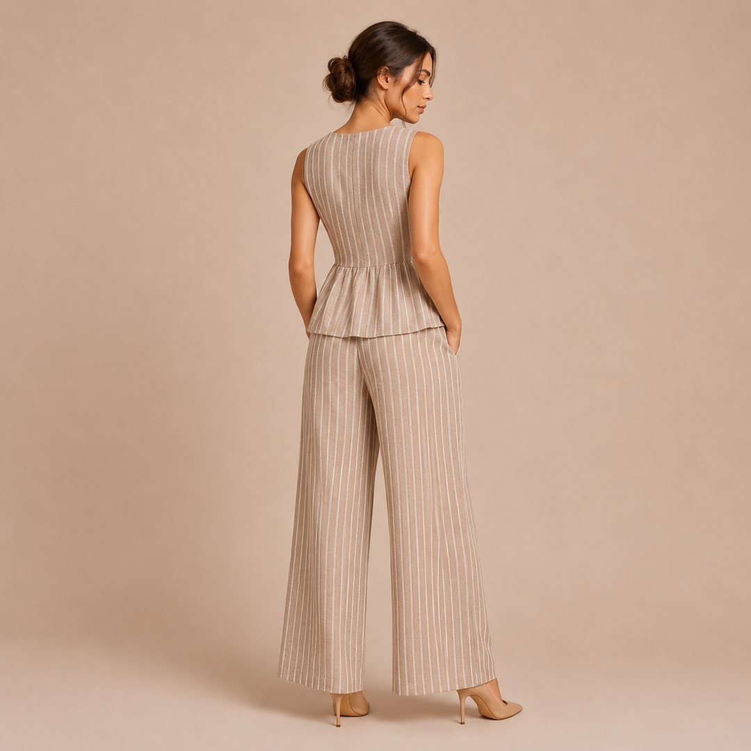 Paloma - Conjunto de rayas con top escote en V