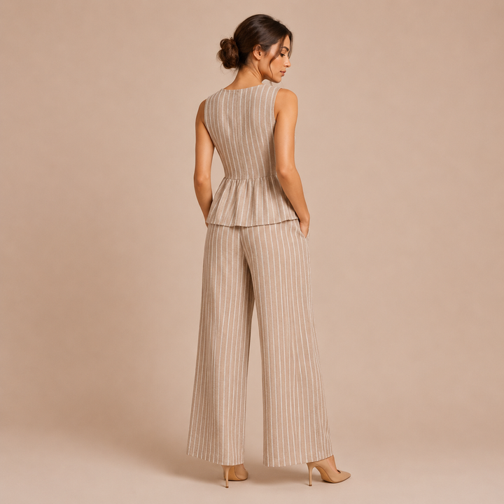 Paloma - Conjunto de rayas con top escote en V