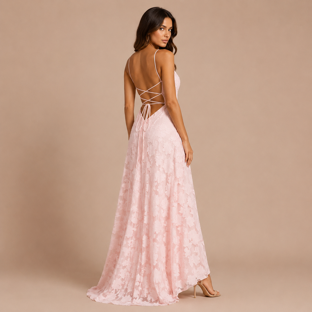 Mariana - Vestido largo de encaje con espalda descubierta