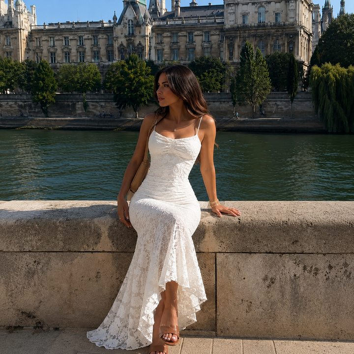 Mariana - Vestido largo de encaje con espalda descubierta