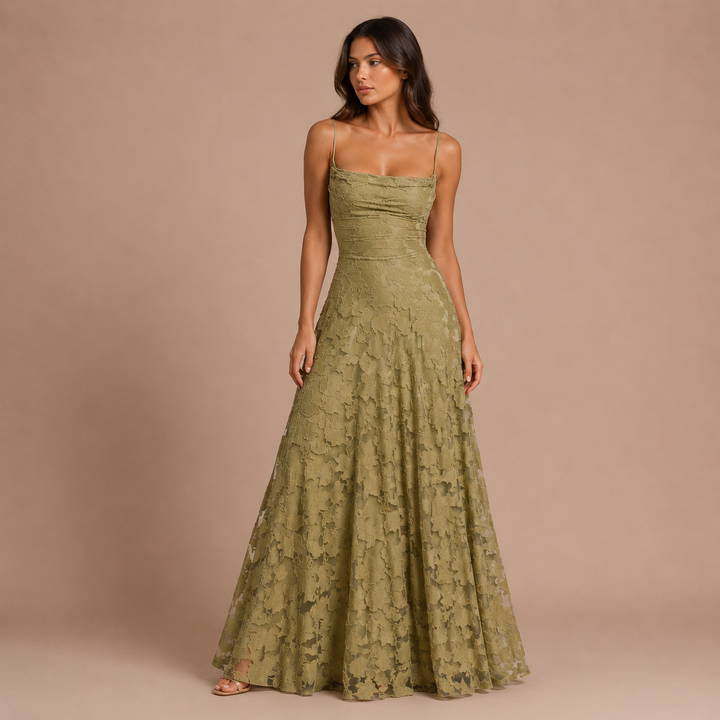 Mariana - Vestido largo de encaje con espalda descubierta