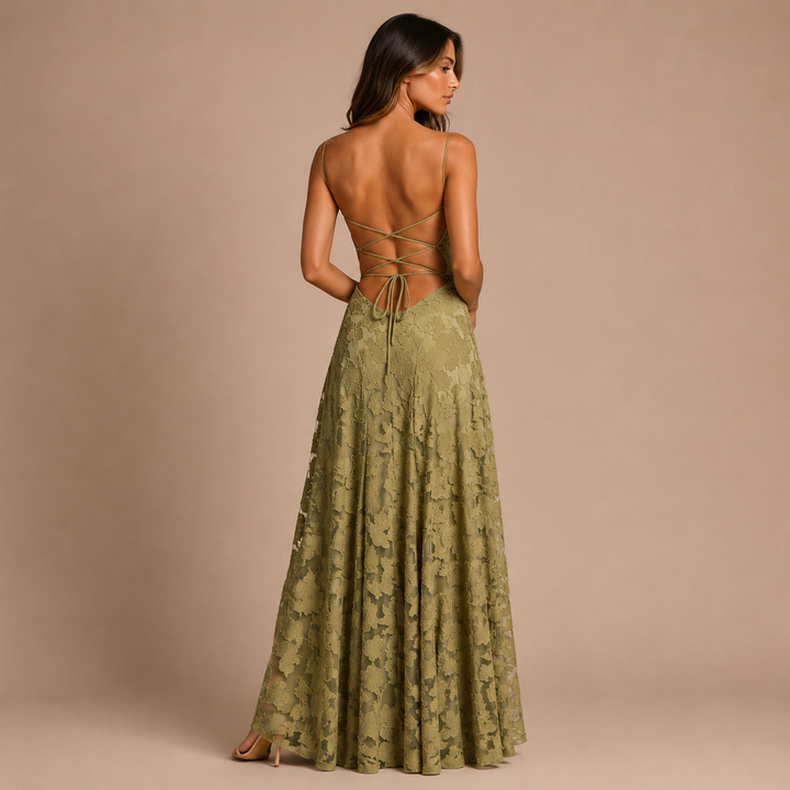 Mariana - Vestido largo de encaje con espalda descubierta