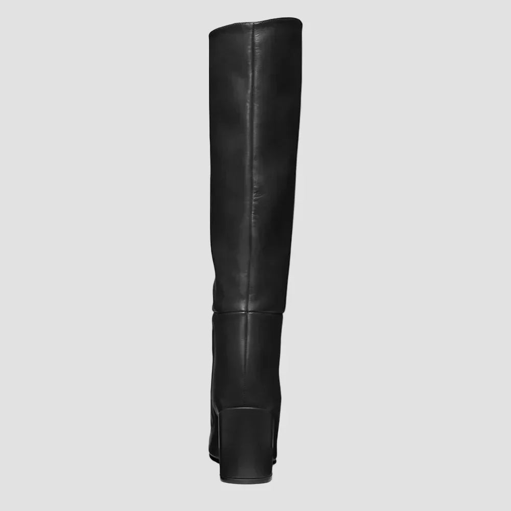 Anastasia – Sorte overknee-støvler med bred hæl