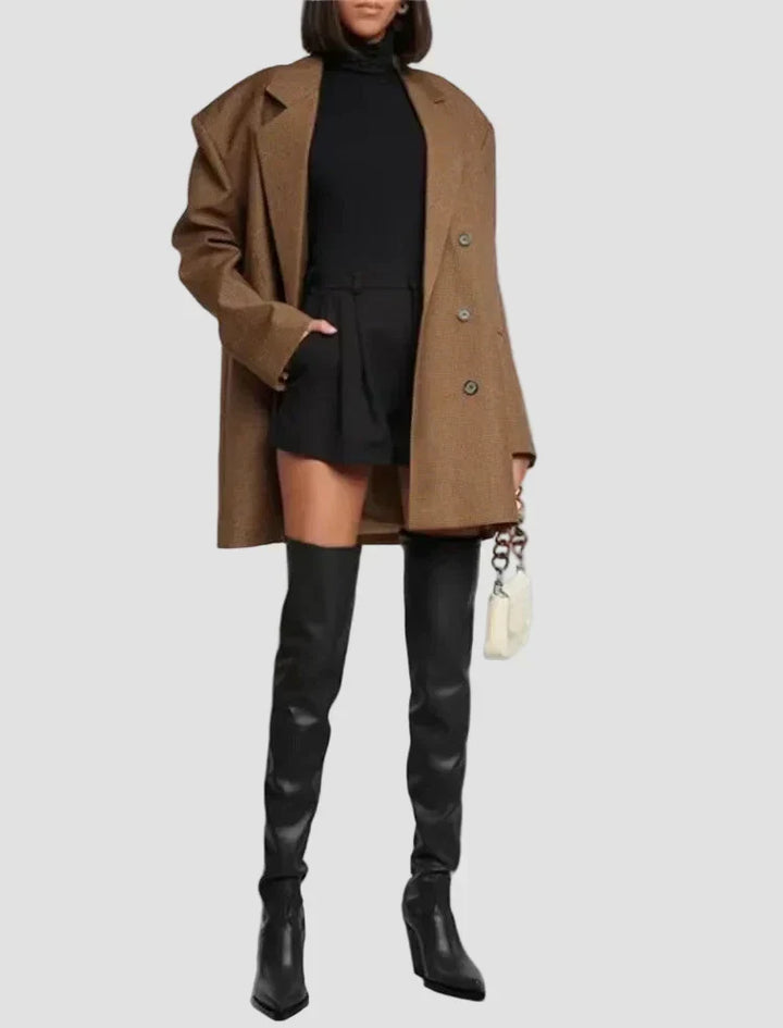 Ioanna – Overknee-støvler med hæl og læderlook