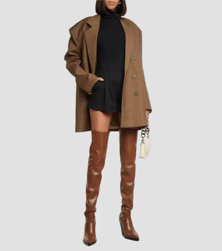 Ioanna – Overknee-støvler med hæl og læderlook