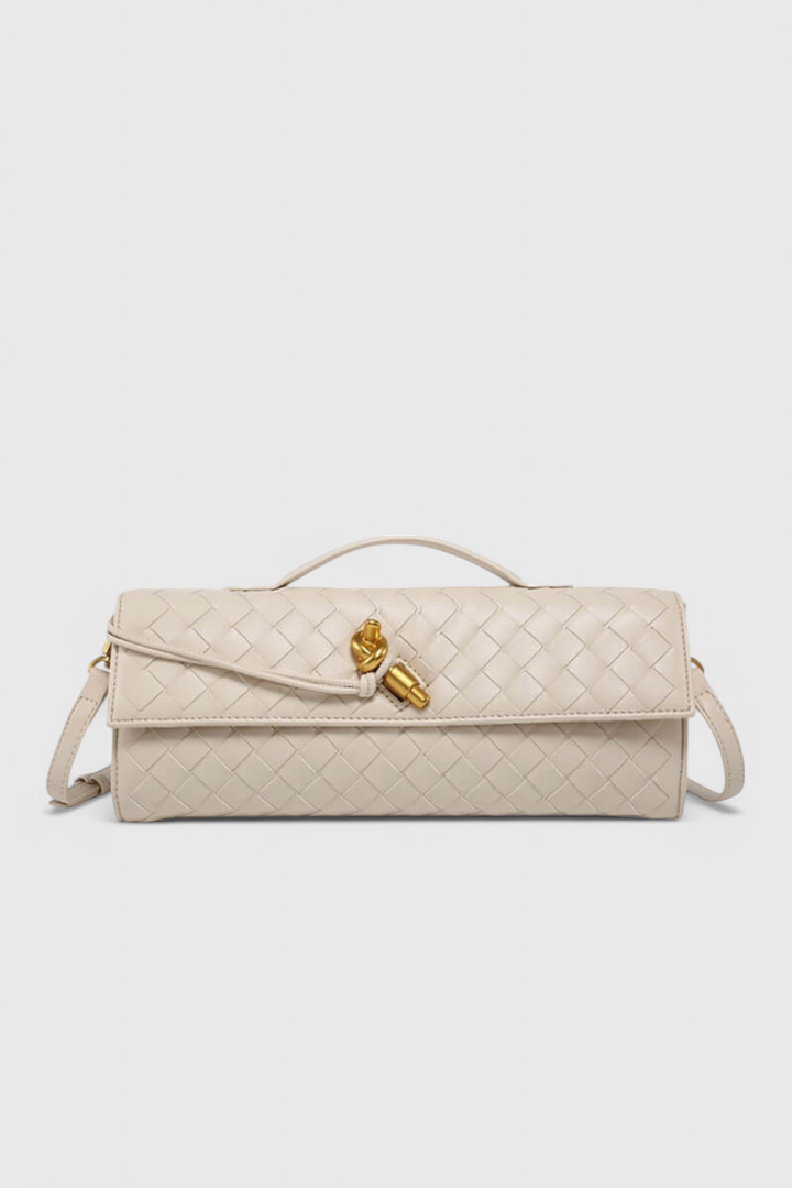 Τσάντα Clutch Melanie με Λεπτομέρεια Χρυσού Κόμπου