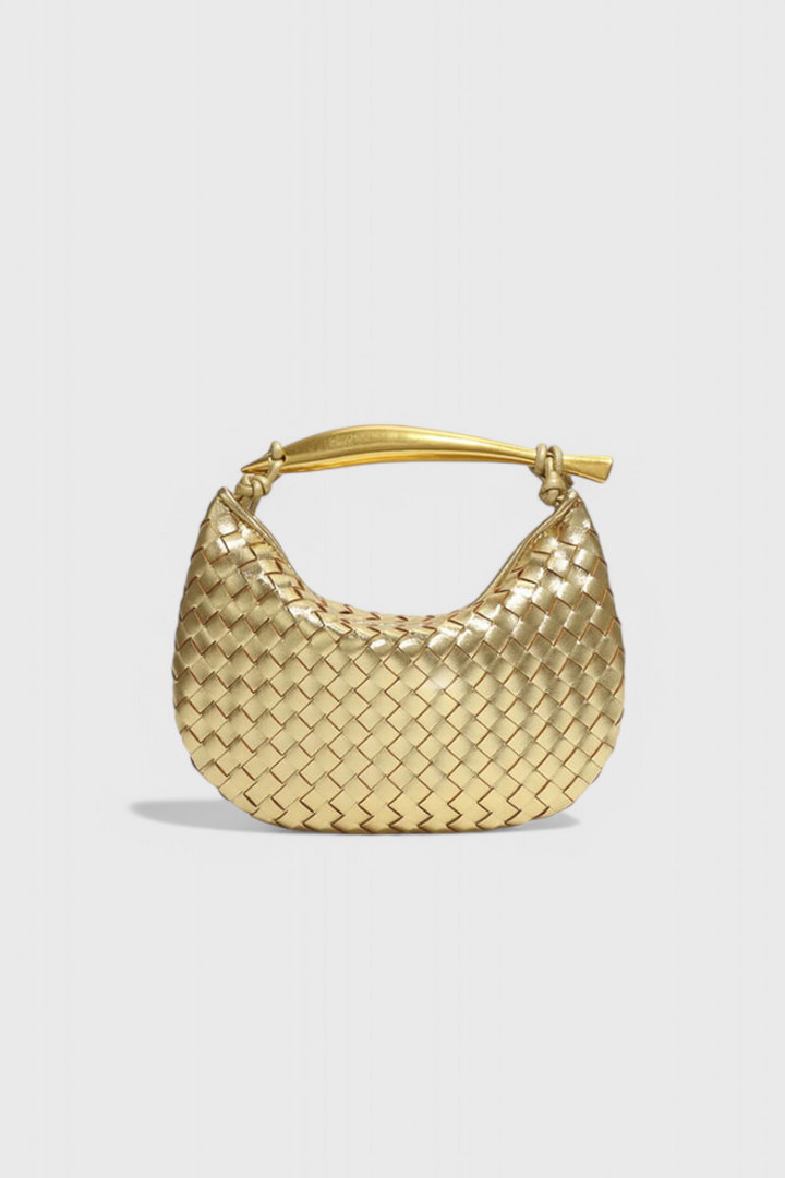 Gerda Bolso Woven-taske med gyldent håndtag