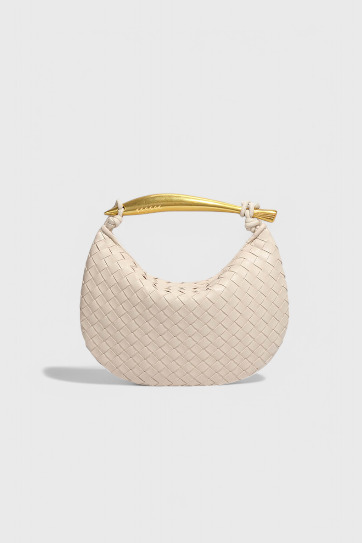 Gerda Bolso Woven-taske med gyldent håndtag