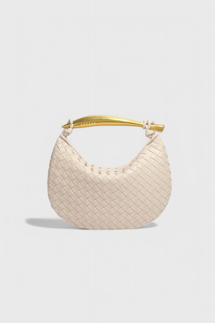 Gerda Bolso Woven-taske med gyldent håndtag