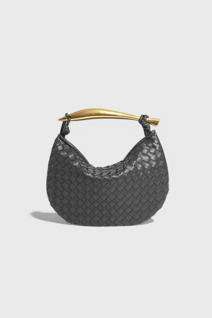 Gerda Bolso Woven-taske med gyldent håndtag