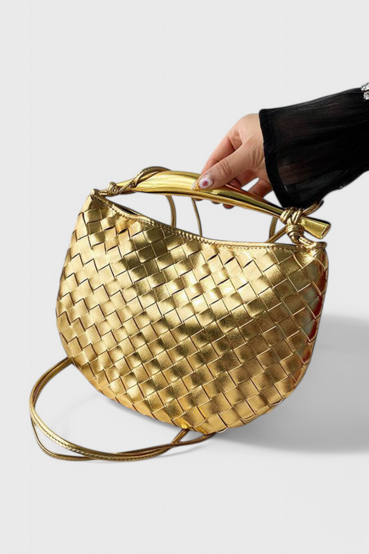 Gerda Bolso Woven-taske med gyldent håndtag