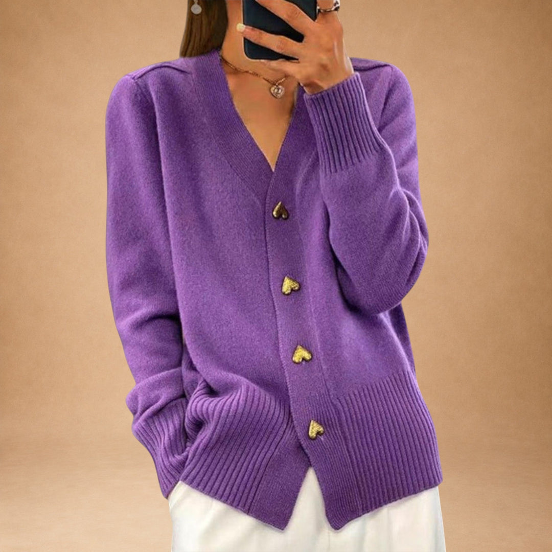 Marij – Damesweater med V-hals i vintagestil