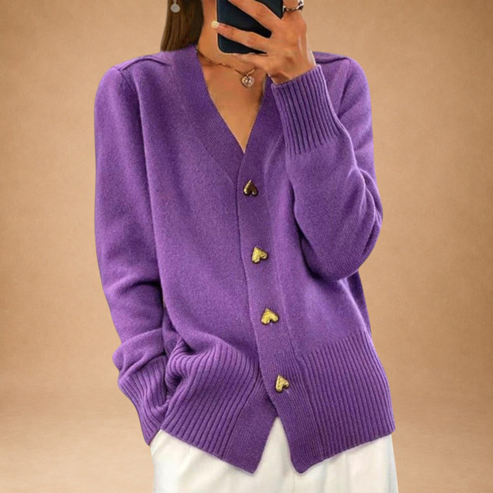 Marij – Damesweater med V-hals i vintagestil