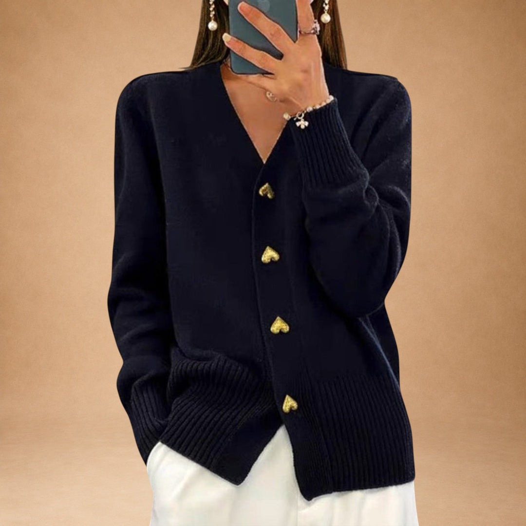 Marij – Damesweater med V-hals i vintagestil