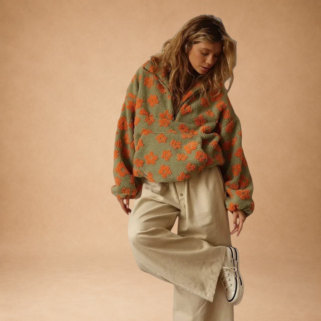 Melpomene – Varm fleece med blomstermønster
