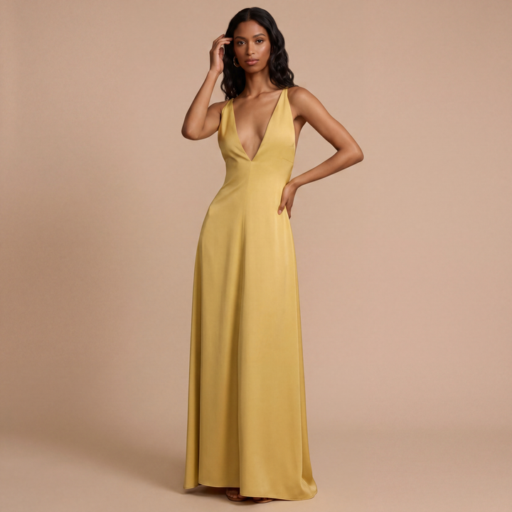 Noa – vestido largo con escote profundo y caída fluida
