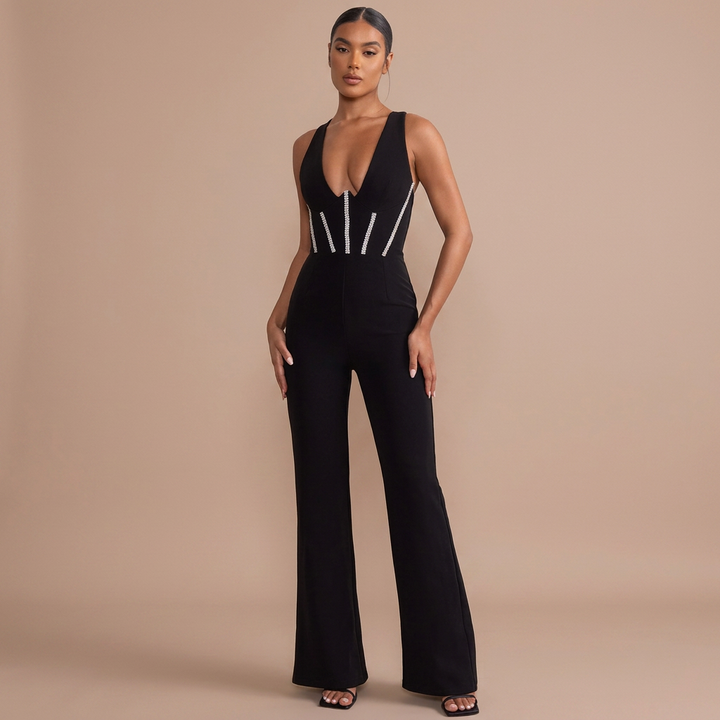 Noemia – sort struktureret monokini med funklende detaljer