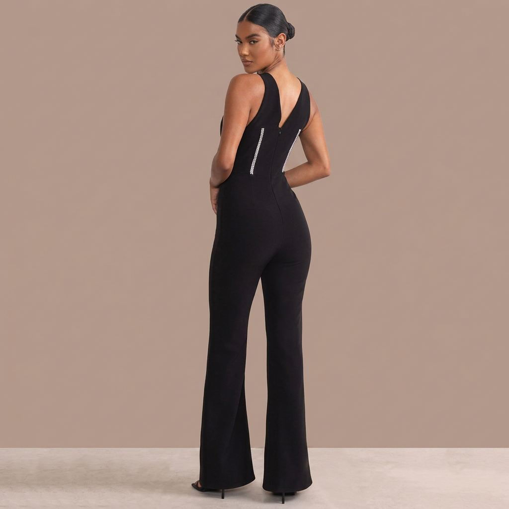 Noemia – sort struktureret monokini med funklende detaljer