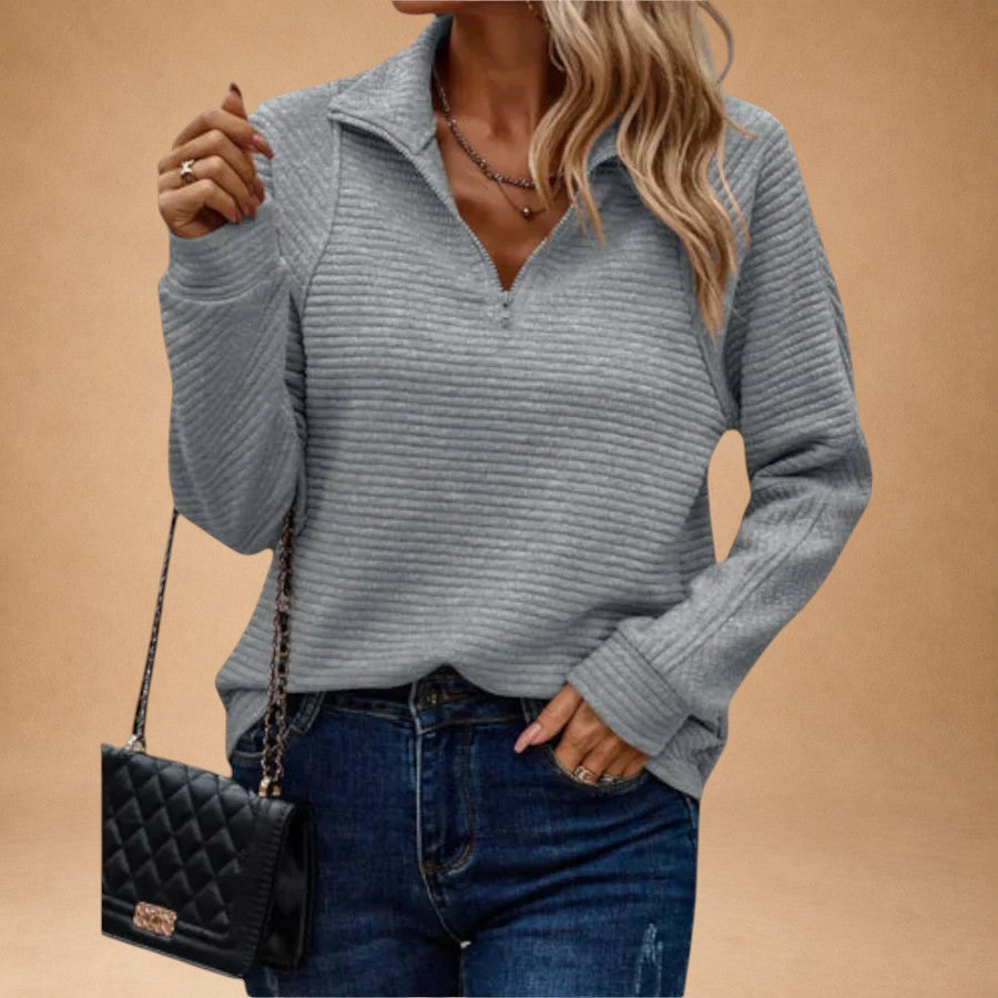Vilja – Sweater med halvlång lynlås