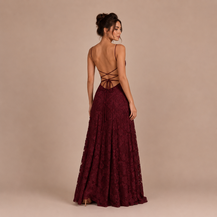 Mariana - Vestido largo de encaje con espalda descubierta