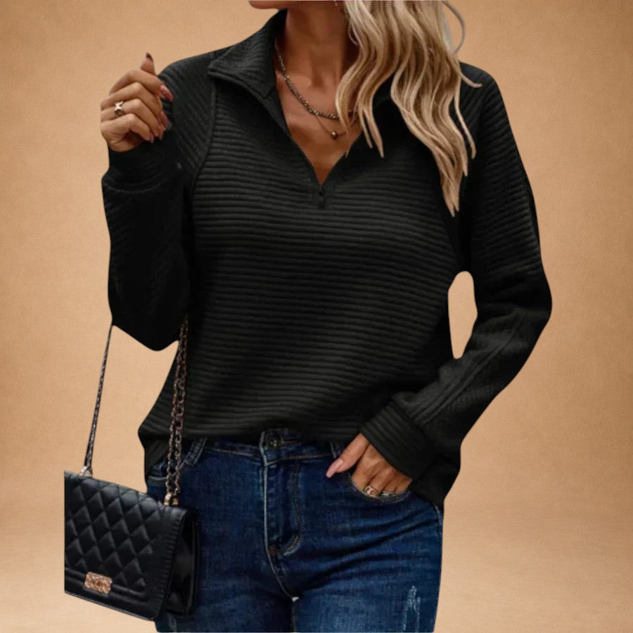 Vilja – Sweater med halvlång lynlås