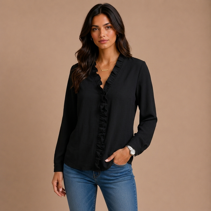 Elaine – bluse med flæser