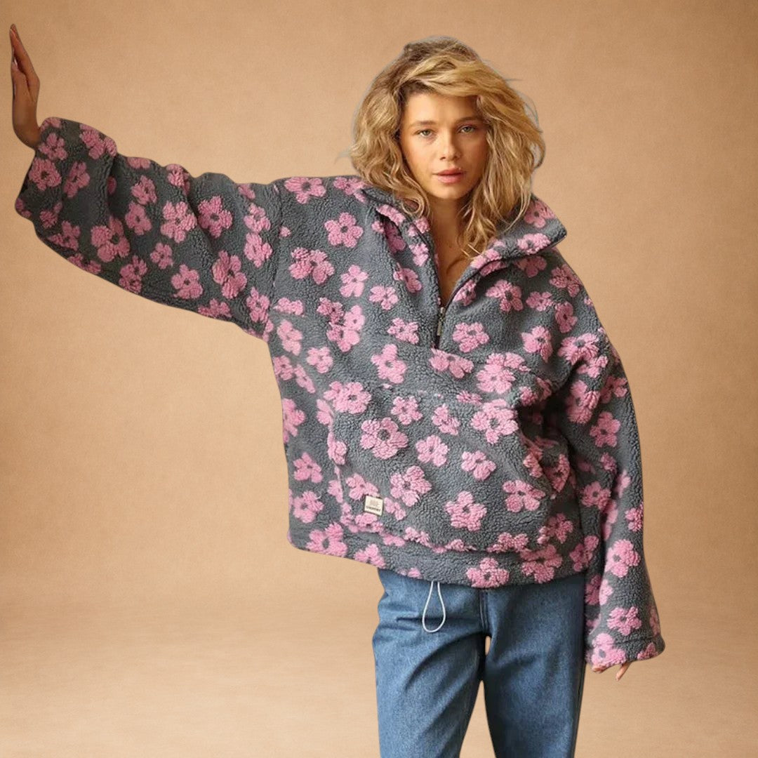 Melpomene – Varm fleece med blomstermønster
